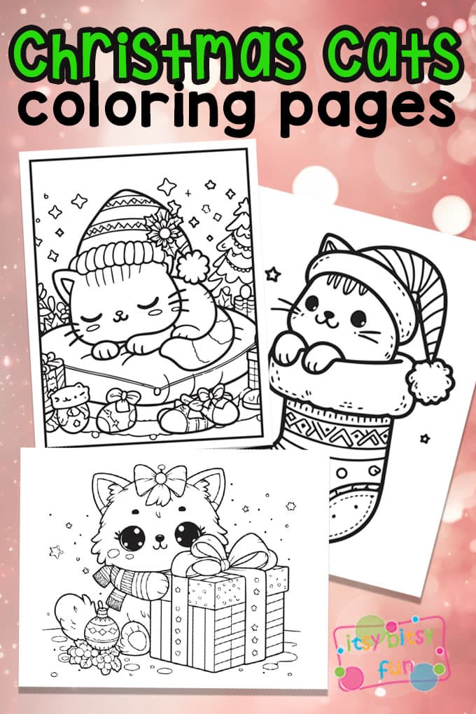 Free Printable Christmas Cats Coloring Pages