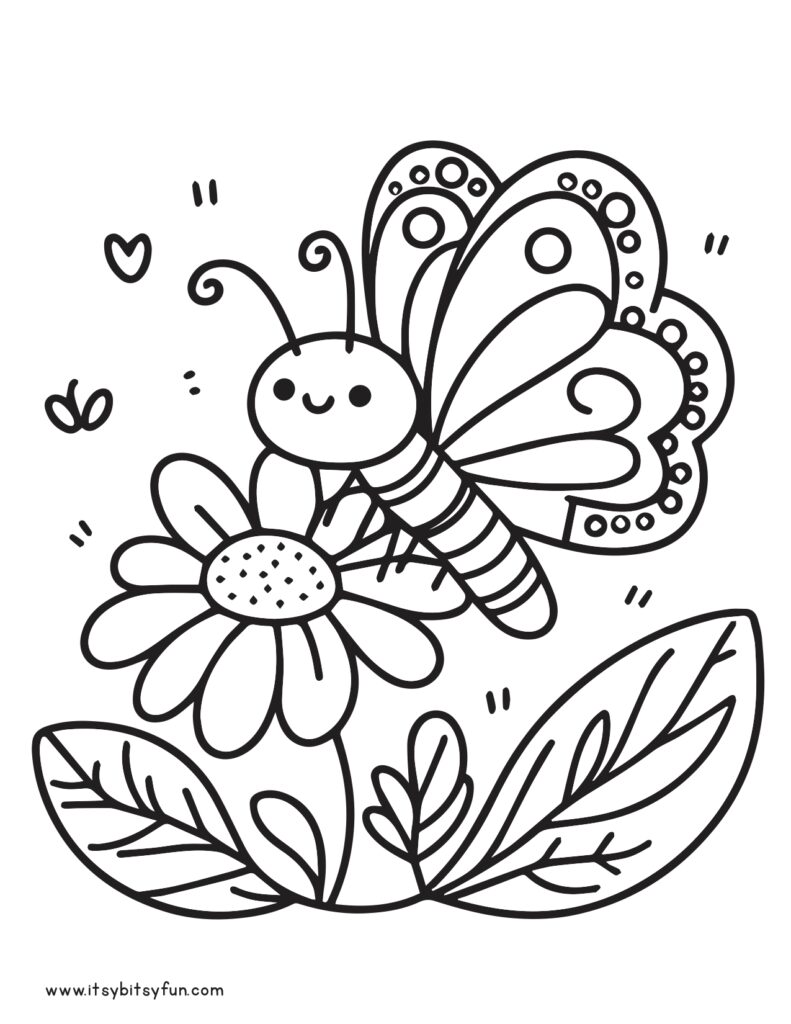Easy butterfly coloring page for kids.