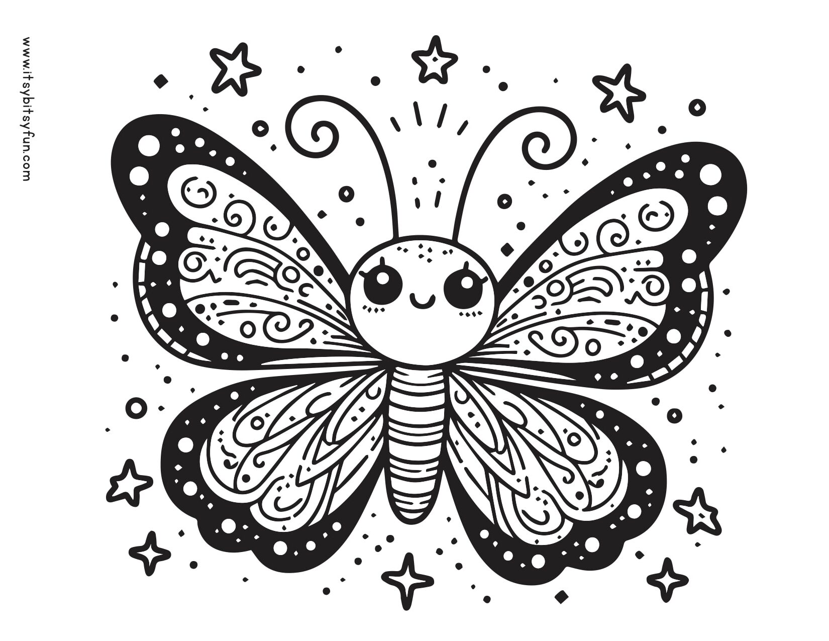 Adorable image of a buttrfly for coloring.