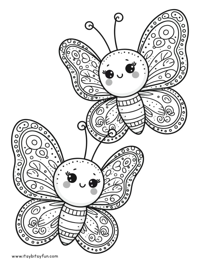 Detailed butterflies coloring page.