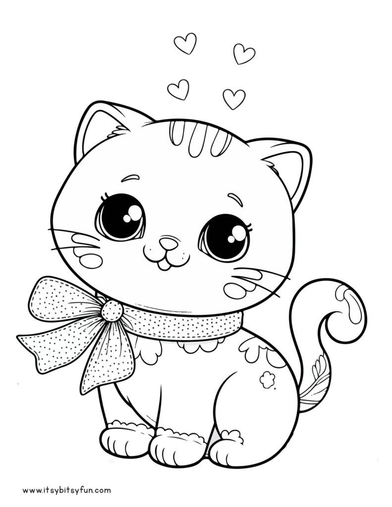 Cute cat image to color.