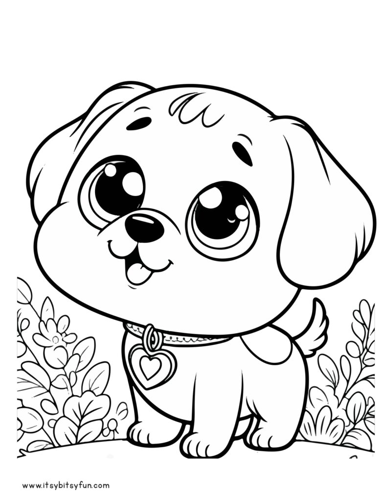 Cute picture of a dog to color.
