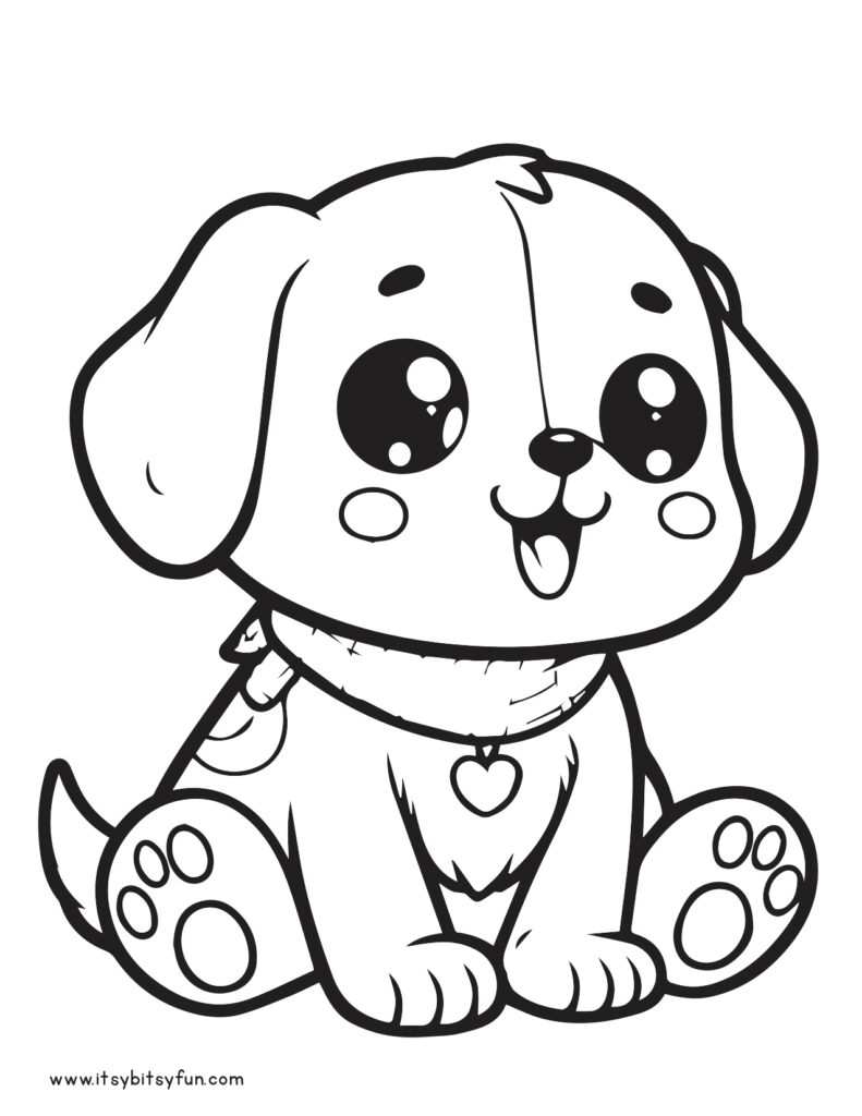 Big image of a dog cub to color.