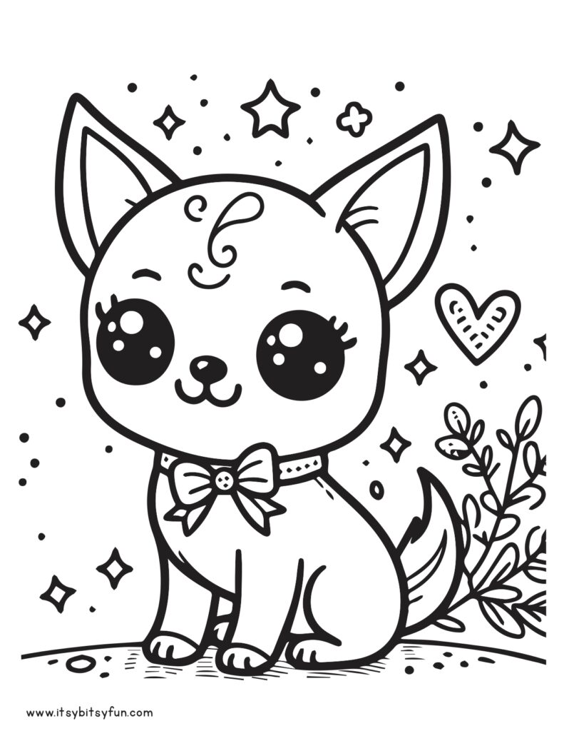 Cute chihuahua dog illustration to color.