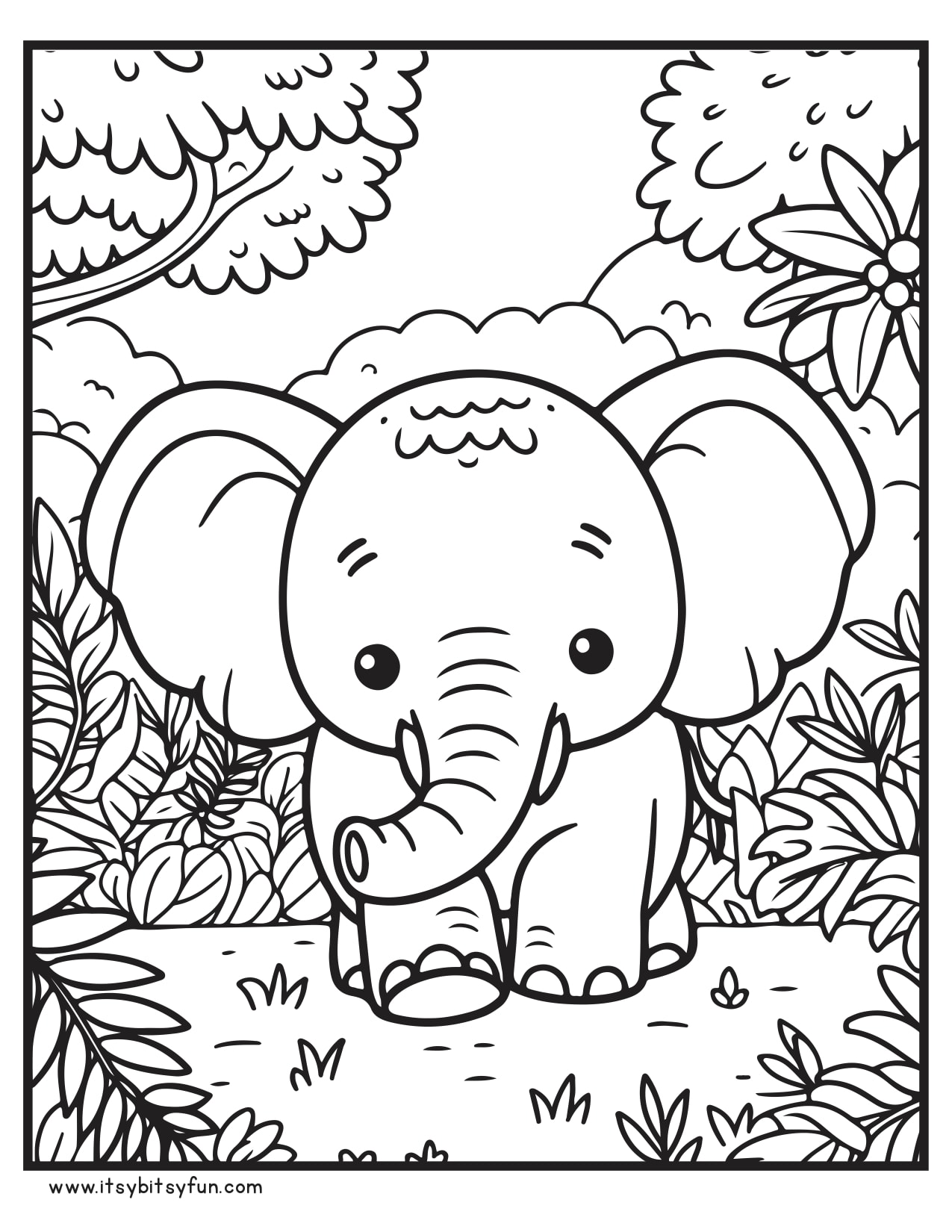 Free Printable Elephant Coloring Pages for Kids - Itsy Bitsy Fun