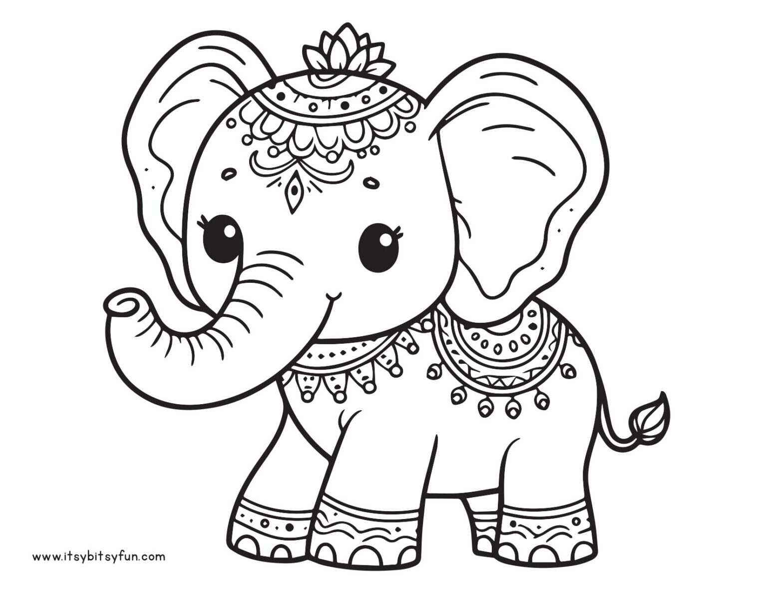 Free Printable Elephant Coloring Pages for Kids - Itsy Bitsy Fun