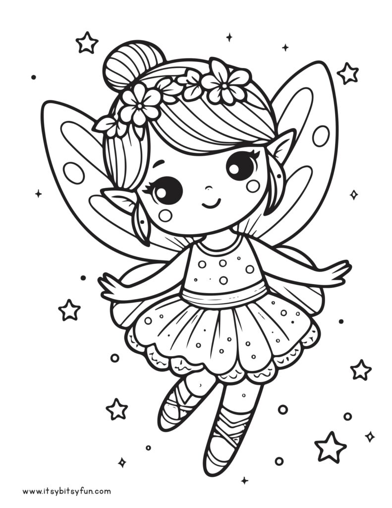 Cute fairy coloring page.