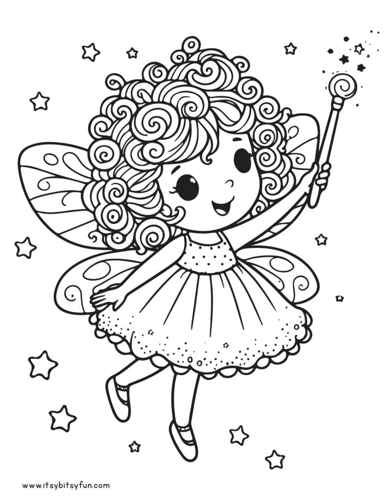 Illustration of a fairy holding a magic wand.