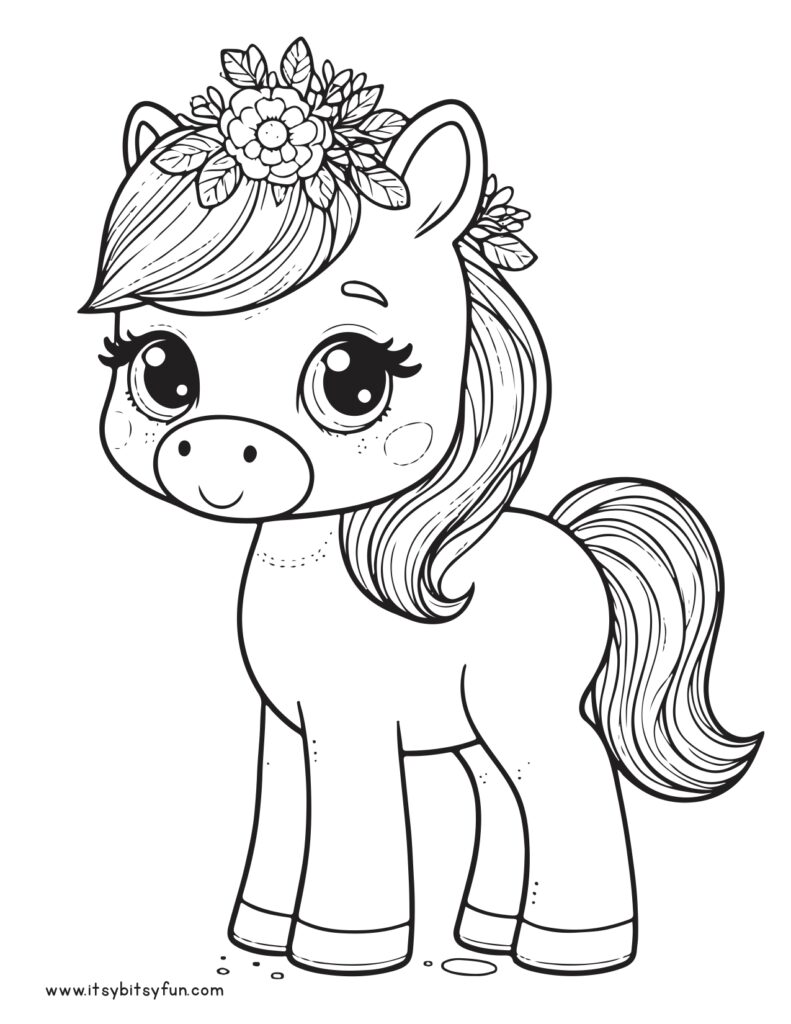 Cute horse illustration to color.