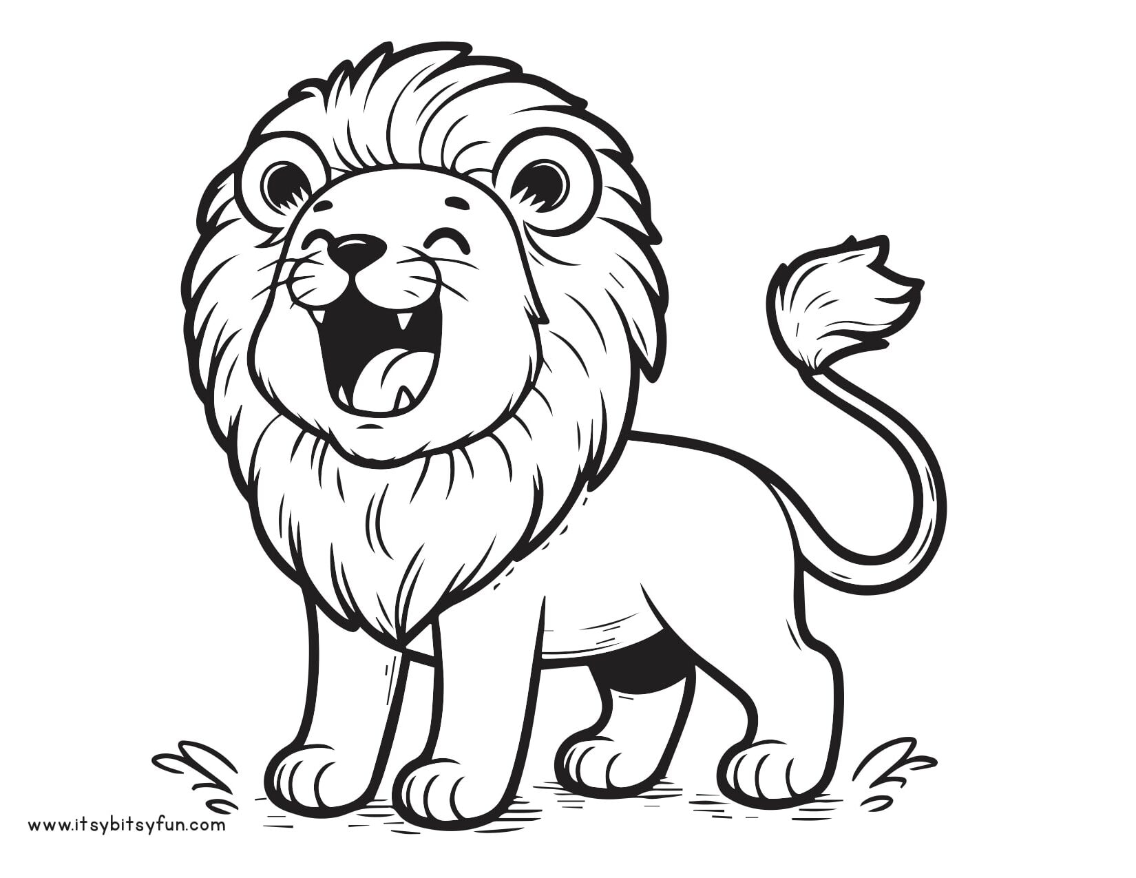 Roaring lion coloring page.