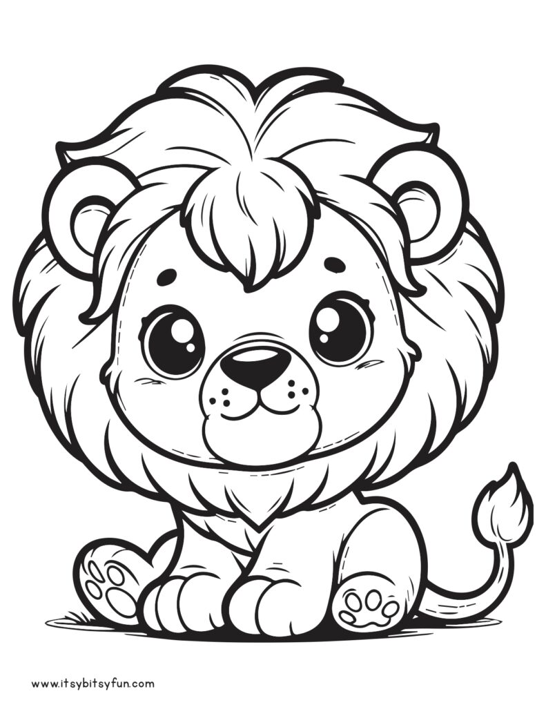 Cute lion image for coloring.