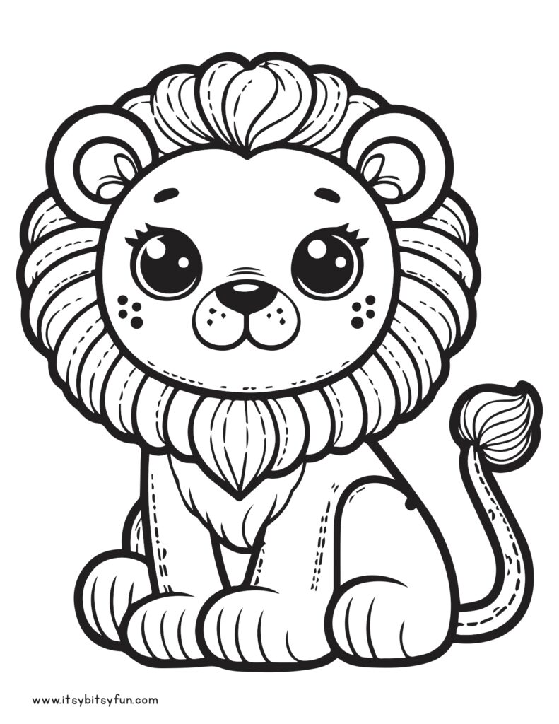Fun lion coloring sheet.