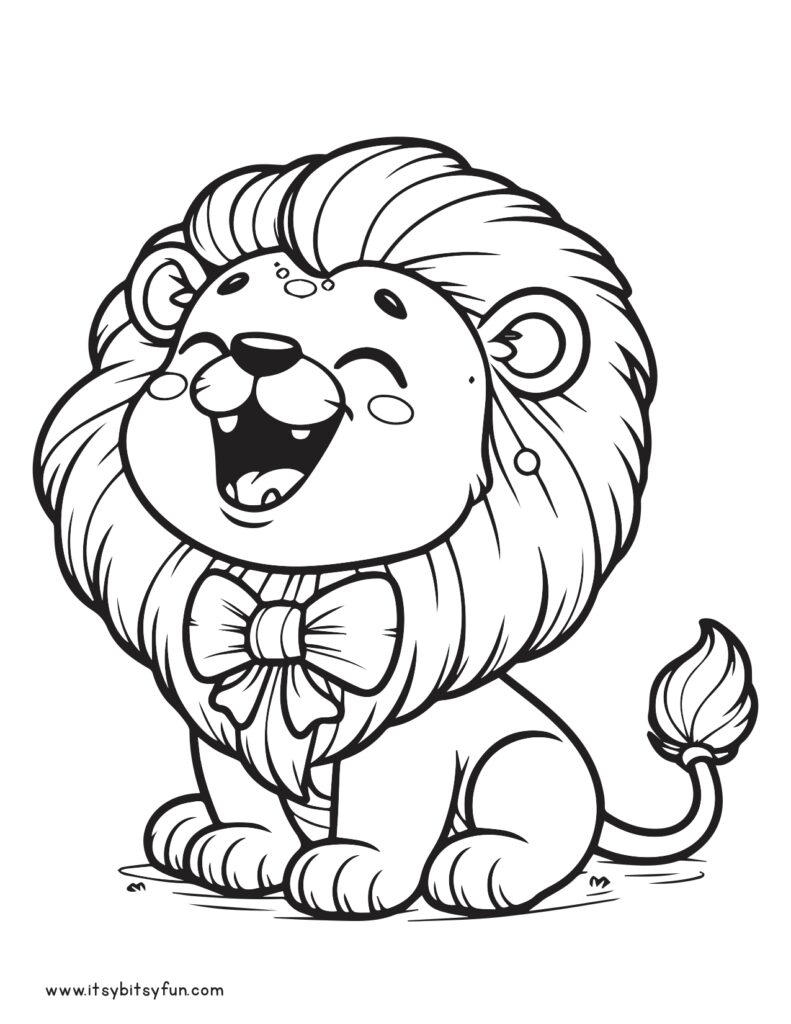 Pretty lion with a bowtie for coloring.