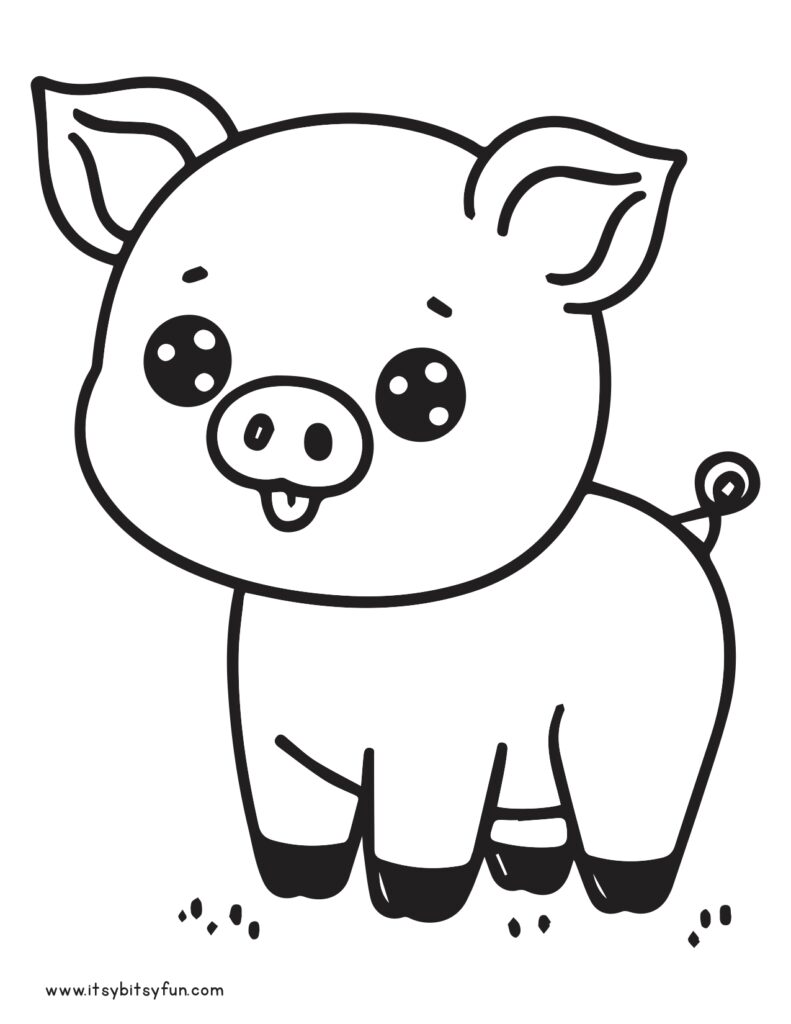Easy to color pig illustration.