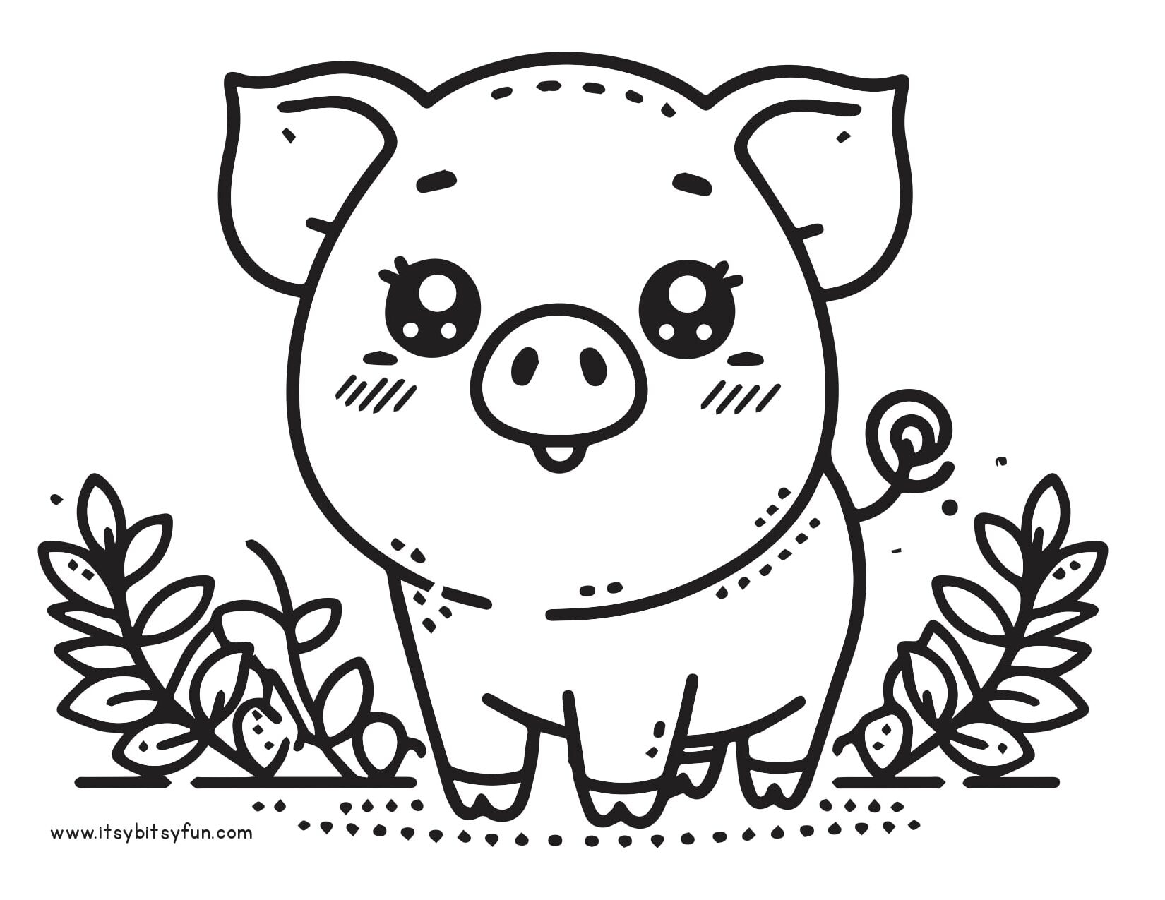 Happy pig to color.