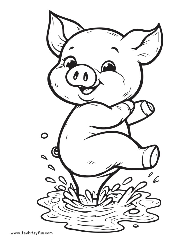 Dancing pig coloring page.