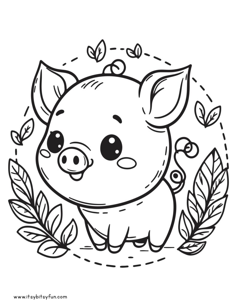 Cute baby pig image to color.