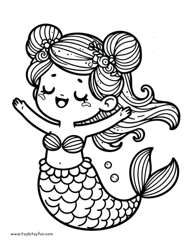 Free Printable Mermaid Coloring Pages for Kids - Itsy Bitsy Fun