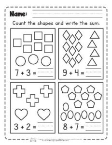 Count and Write Single Digit Addition Worksheets - Itsy Bitsy Fun