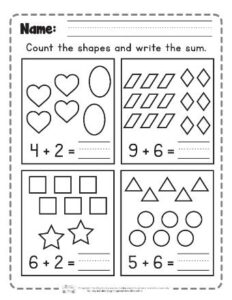 Count and Write Single Digit Addition Worksheets - Itsy Bitsy Fun