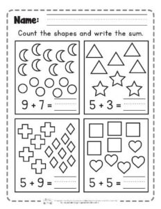 Count and Write Single Digit Addition Worksheets - Itsy Bitsy Fun