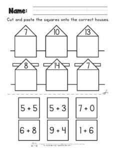 Cut and Paste Single Digit Addition Worksheets - Itsy Bitsy Fun