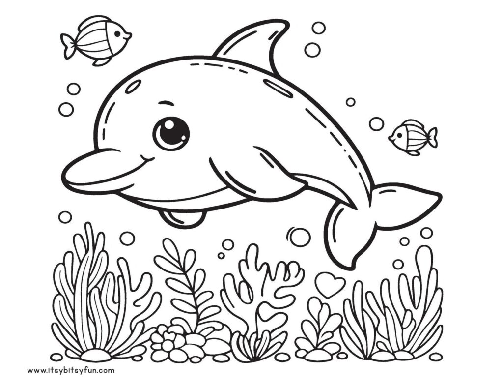 Free Printable Dolphin Coloring Pages for Kids - Itsy Bitsy Fun