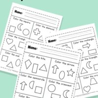 Identify and Color The Shape Worksheets