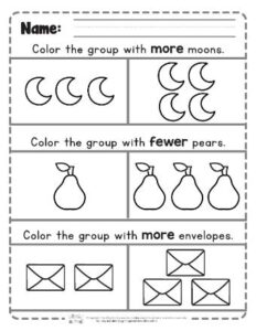 More or Less Worksheets for Kindergarten - Itsy Bitsy Fun