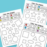 Color by Shape Coloring Worksheets