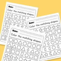 Find and Color Shape Match Worksheets