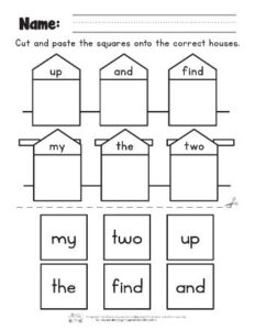 Cut and Paste Preschool Sight Words Worksheets - Itsy Bitsy Fun