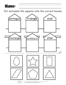 Cut and Paste Shape Names Worksheets - Itsy Bitsy Fun