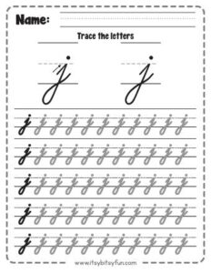 Cursive Letter J Worksheets - Itsy Bitsy Fun
