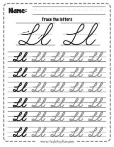Cursive Letter L Worksheets - Itsy Bitsy Fun
