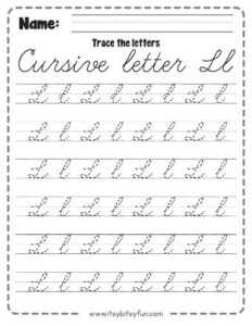 Cursive Letter L Worksheets - Itsy Bitsy Fun