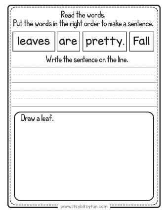 Fall Unscramble the Sentence Kindergarten Writing Worksheets-page-004