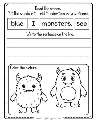 Halloween Unscramble the Sentence Kindergarten Writing Worksheets-page-007
