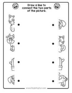 Match the Halves Preschool Worksheets - Itsy Bitsy Fun