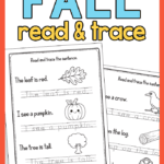 Fall Tracing Sentence Worksheets for Kindergarten