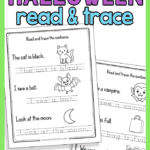 Halloween Tracing Sentence Worksheets for Kindergarten