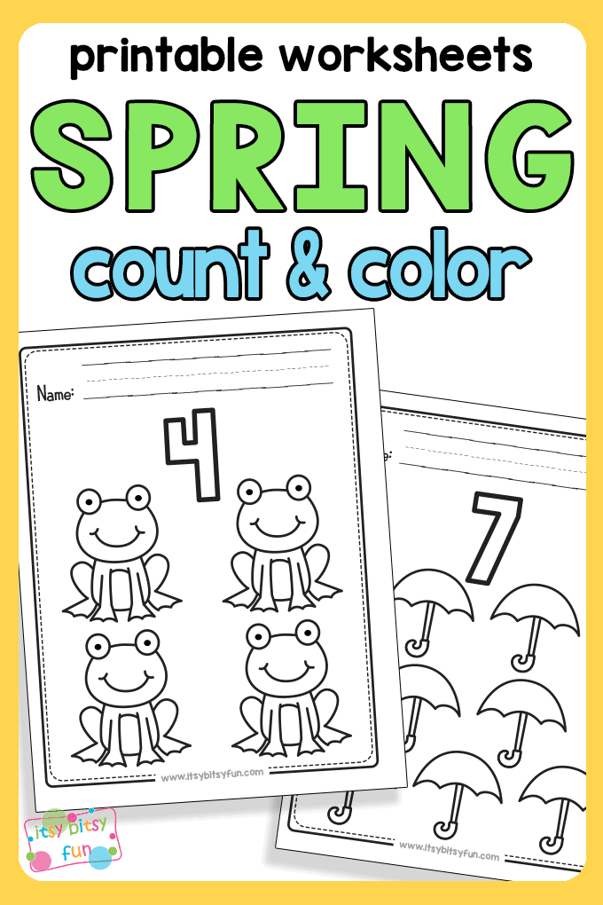 Spring Count and Color Worksheets