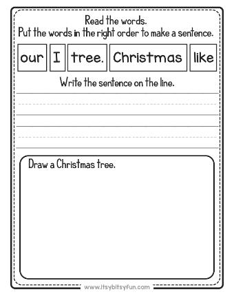 Christmas Unscramble the Sentence Kindergarten Writing Worksheets-page-003