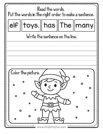 Christmas Unscramble the Sentence Kindergarten Writing Worksheets-page-009